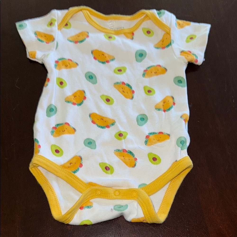 Cheerful Taco and Avocado Print Baby Bodysuit
